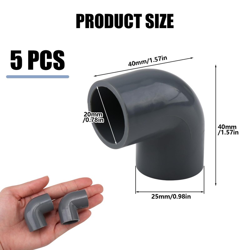 20mm UPVC Pipe Elbow Connectors, Lasting 90 Degree Fitting Socket