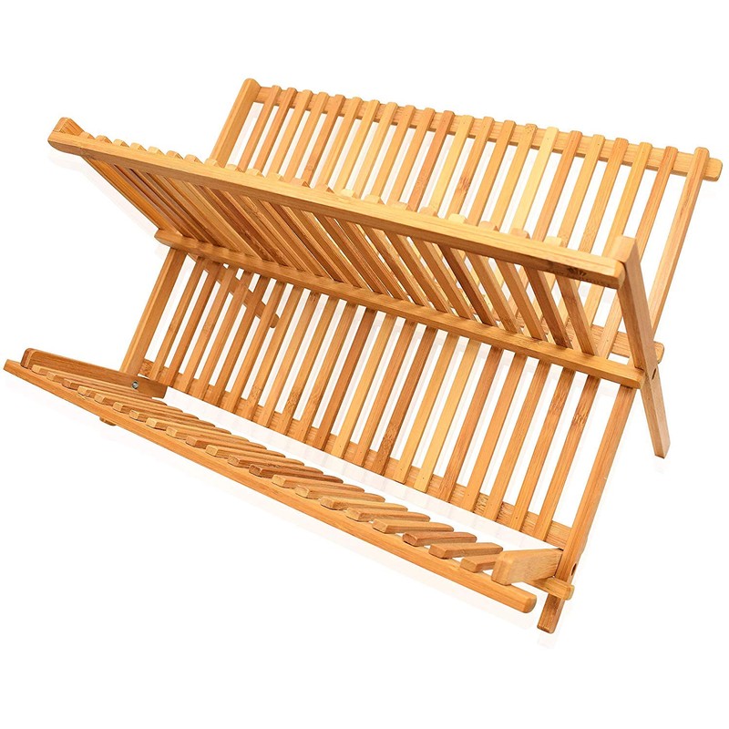 Dish Drying Rack Bamboo Dish Rack Collapsible Dish Drainer, Foldable