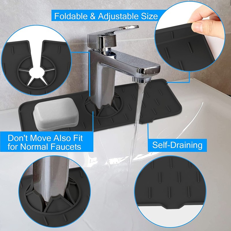 Sink Faucet Mat Silicone Drainage Design Easy Cleaning Faucet Water
