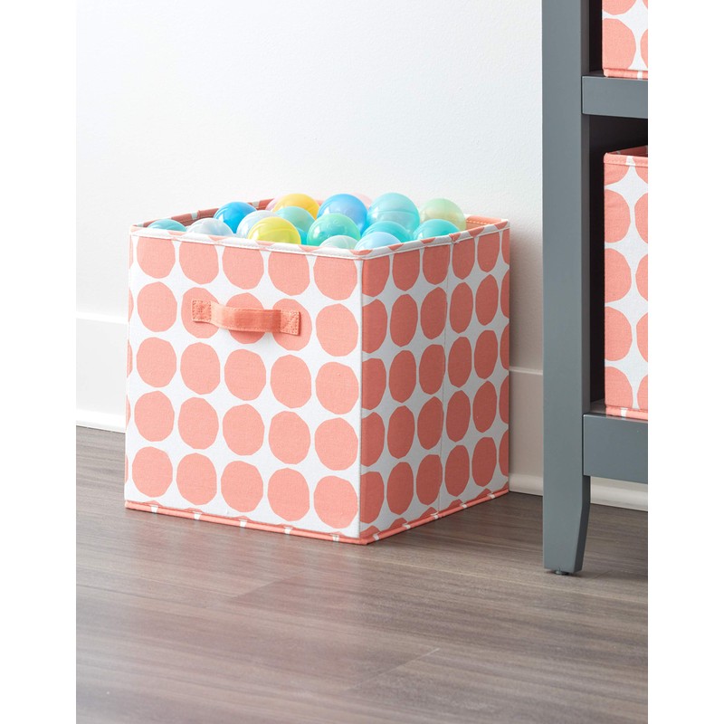 InterDesign Dot Fabric Storage Cube Bin, Medium Basket Container with