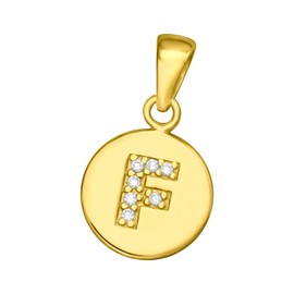 Laimons Girl's Letter Pendant with Cubic Zirconia, Sterling Silver 925, Available in Silver and Gold-Plated, Silver