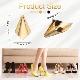 uxcell 6Pcs Metal Shoes Pointed Protector High Heel Toe Caps Cover Durable Shoe Tip Cover Pointed Shoe Head Tips Cap for Shoe Protection Repair, Shoe Protection (Gold/Silver/Black, 32mm)