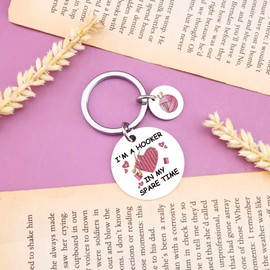 Crochet Gifts for Crochet Lovers Positive for Knitters Women I'm a Hooker in My Spare Time Keychain