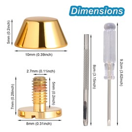 Notgia 8 Sets 10MM Brass Handbag Purse Feet Hardware Bag Making Supplies Rivets for Leather Studs and Spikes for Repair and Decorate Clothing Fabric Shoes Belt Pet Collar Leather Crafts (Gold)