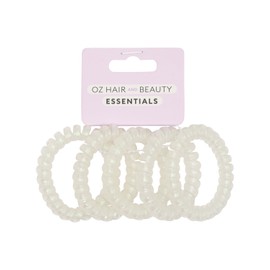 Oz Essentials Spiral Hair Ties 5 Pack - White Sparkle