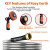 Rosy Earth Metal Garden Hose 25ft, Lightweight Steel Water Hose