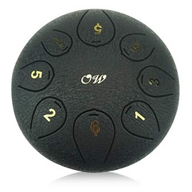 "OcarinaWind" 6 inches C Major Steel Tongue Drum Black 8 Notes Drum with Couple of Mallets, Beautifully finished and peaceful sound