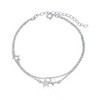 Sterling Silver Star Double Bracelet White Zircon with Pentagram Rolo Chain