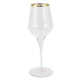 Vietri Contessa Gold Wine Glass, 9 oz, Luxury Wine Glasses, Modern Artisan Glassware/Barware