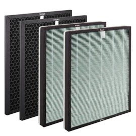 Popurure SPA-550A Filter Replacement Compatible With Rabbit Air BioGS 2.0 Air Purifiers, Model SPA-550A and SPA-625A, 2 True HEPA(H13) Filters + 2 Activated carbon Filters