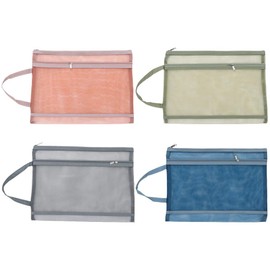 petofqq 4PCS Mesh Zipper Bag, A4 Portable Double-Layer Mesh File Bag, Transparent Mesh Test Paper Storage Bag