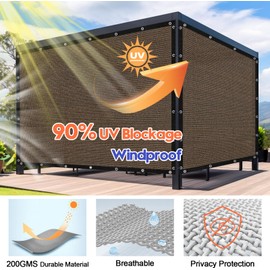 Sunocity 12'X 16' 90% Sun Shade Cloth Outdoor Patio Mocha Pergola Shades Cover Privacy Screen UV Block Porch Screens Canopy for Patio Outside Outdoor