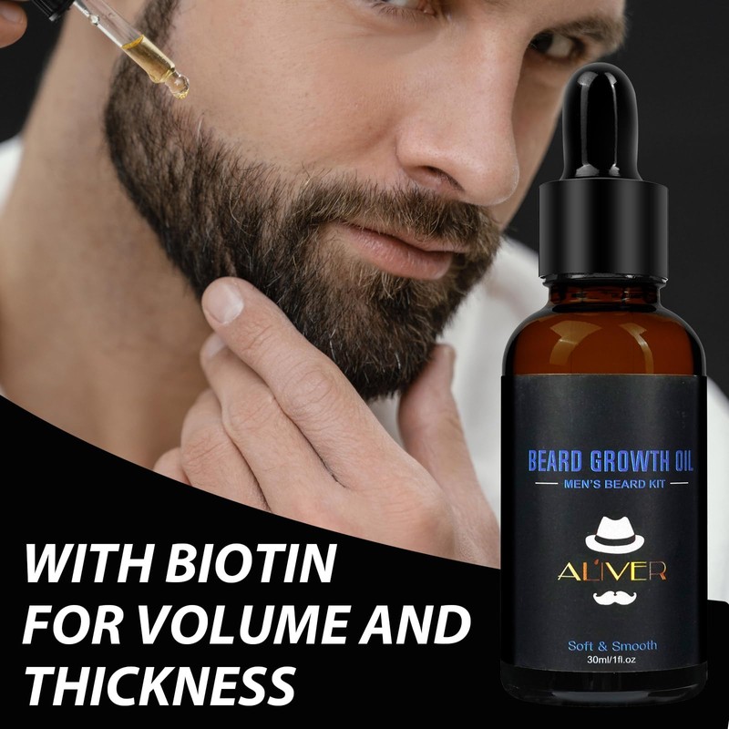 Beard Growth Kit, Beard Grooming Kit for Men W/Beard Roller,Atural