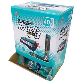 Dorco Touch 3 Portable 3-Blade Razor 40-pack - Disposable razor for business trips / 도루코 터치3 휴대용 3중날 면도기 40입 - 출장 여행용 일회용면도기