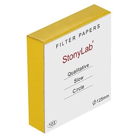 stonylab Qualitative Filter Paper, 100 Packs Slow Flow Rate Cellulose Filter Paper Circles with 10 Micron Particle Retention, 125 mm Diameter