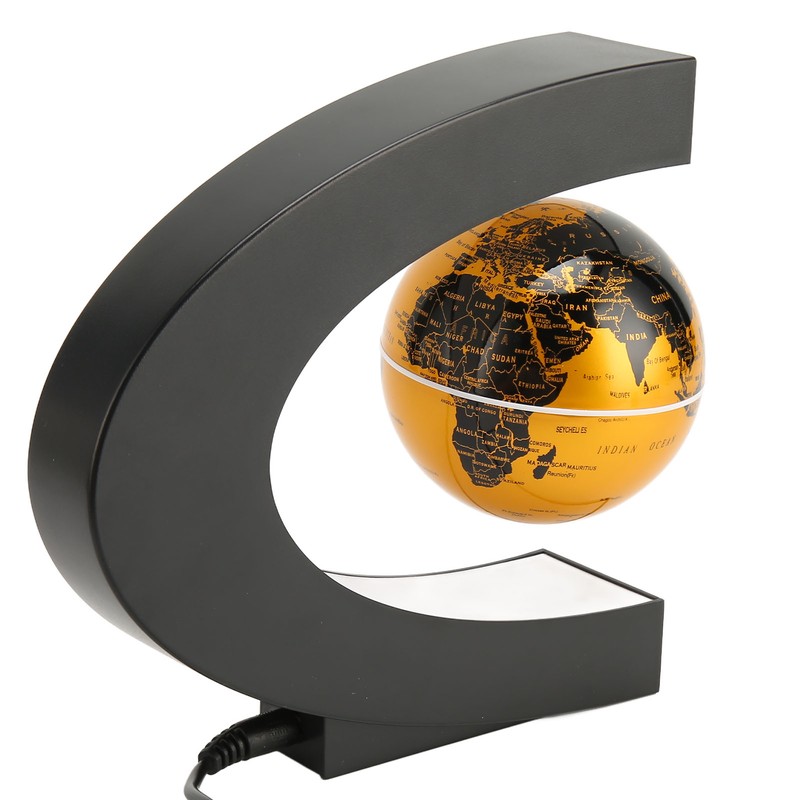 Magnetic Levitation Globe Golden Built in LED Frosted Texture C
