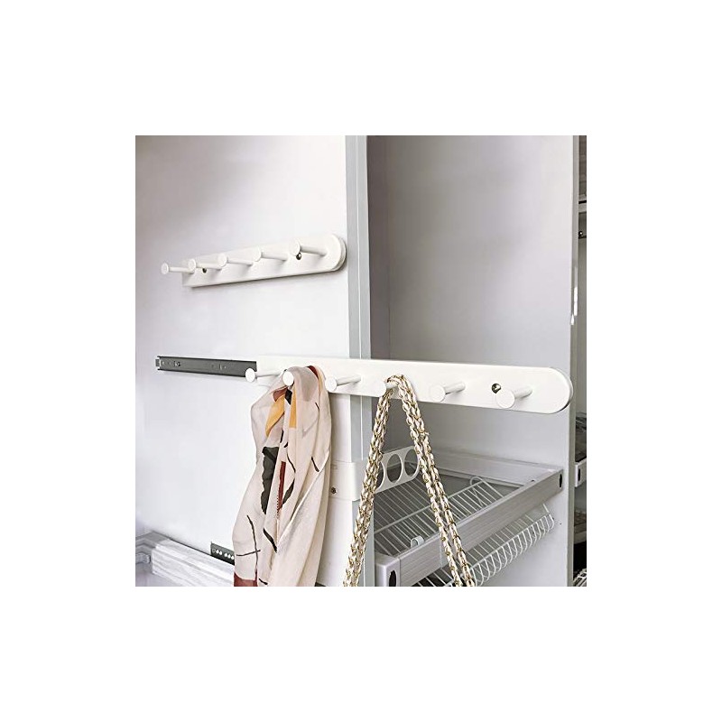 Kelendle Extendable Sliding Wardrobe Hook Rail with Hardware Pull Out