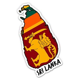 Squiddy Sri Lanka Map with Flag - Vinyl Sticker for Car, Laptop, Notebook - 5"