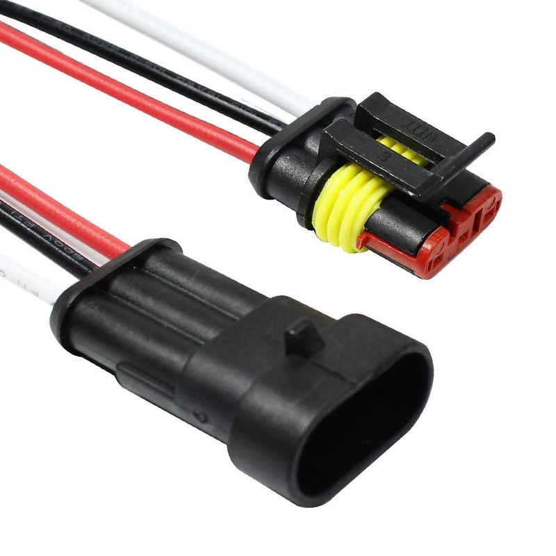 YUNPICAR 18 Gauge 3 Pin Way Car Waterproof Electrical Connector