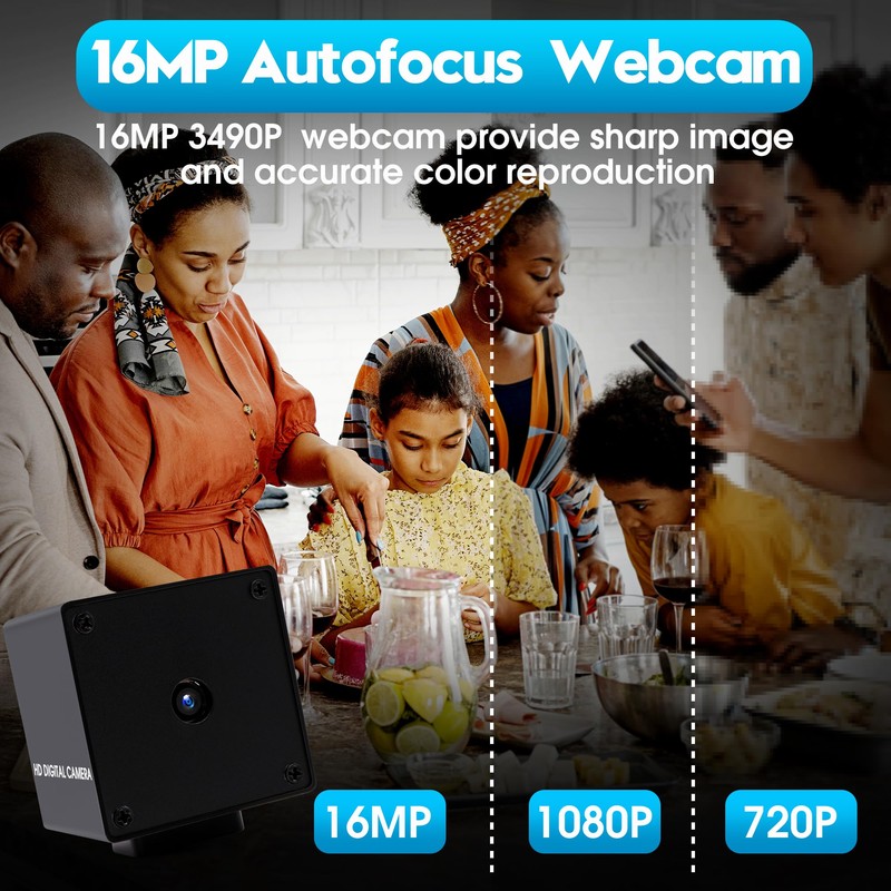 ELP 16MP USB Camera Auto Focus 68 Degree No Distortion