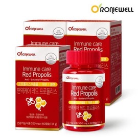 Roniwell Immune Care Red Propolis 60 Capsules 3 x Total 180 Capsules 3 Months' Supply Oral Antibacterial Normal Immune Function + Antioxidation / 로니웰 면역케어 레드 프로폴리스 60캡슐 3개 총180캡슐 3개월분 구강항균 정상적인 면역기능 + 항산화