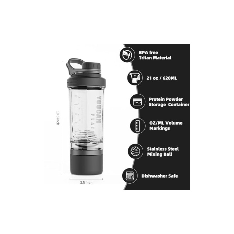 21oz Protein Shaker Bottle with Storage Compartment