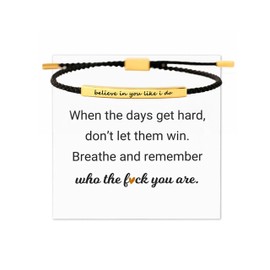 Your Always Charm Remember Who The F You Are Bracelet Dont Let The Hard Days Win Bracelet Motivational Bracelet for Women Braided String Inspirational Gifts, Adjustable, Metal, alloy