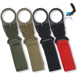 4Pcs Hanging Bottle Buckle Clip, Portable Mineral Water Bottle Clip for Outdoor Camping Hiking Traveling Backpack Belt Nylon Webbing Strap Tools