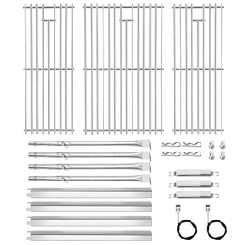 Hipoilk Grill Replacement Parts for Charbroil Performance 4 Burner 463365021 463351021 463365522, Stainless Steel Grill Grates, G325-0002-W1 Heat Plates, G327-2100-W1 Burners, Igniters, Crossover Tube