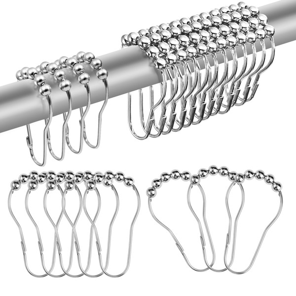 Pack of 24 Shower Curtain Hooks, 7.5 x 4 cm,