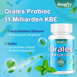 Joiavvy Orale Probioc 11 Milliarden KBE für die Mundflora, 7-in-1 Probioc Lutschtabletten mit BLIS K12 & M18, Schnell Löslich, Zuckerfrei, Natürlicher Minzgeschmack (60 Stück (2er Pack))