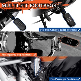 FOVPLUE Mini Floorboard FootPegs,Mid Controls Rider/Passenger/Highway Peg Motorcycle Foot Pegs w/Male Mount for Harley Touring Road Glide Road King Electra Glide Street Glide Dyan Softail Sportster