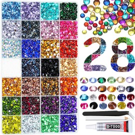 22000pcs Resin Drill for Handmade Jelly AB Bulk Mixed 3mm 4mm Flat Back Polishing Beads, Non Thermocure SS 10 SS 16 Gems, 15ml Glue Containing, DIY Handmade, Nails, Cosmetic Decoration