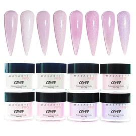 MakarttPro Acrylic Powder -The Enchanted Collection- 56g/2oz, Set of 8 Colors for Nail Extension | Professional Acrylic Nail Cover Powder for Private Nail Technicians, 8 x 56g Combo Pack