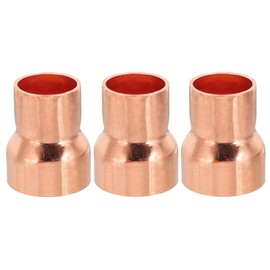 PATIKIL 1" to 3/4" ID Copper Reducer, 3pcs 99.9% Pure Copper Reducing Coupling Pressure Fitting Pipe Tube Connector Adapter with Sweat Solder Connection