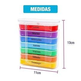 Pastillero Semanal En Español 7 Días | 4 Tomas por Día Mañana | Mediodía | Tarde | Noche | Colores Vivos | Portátil | Plástico Resistente