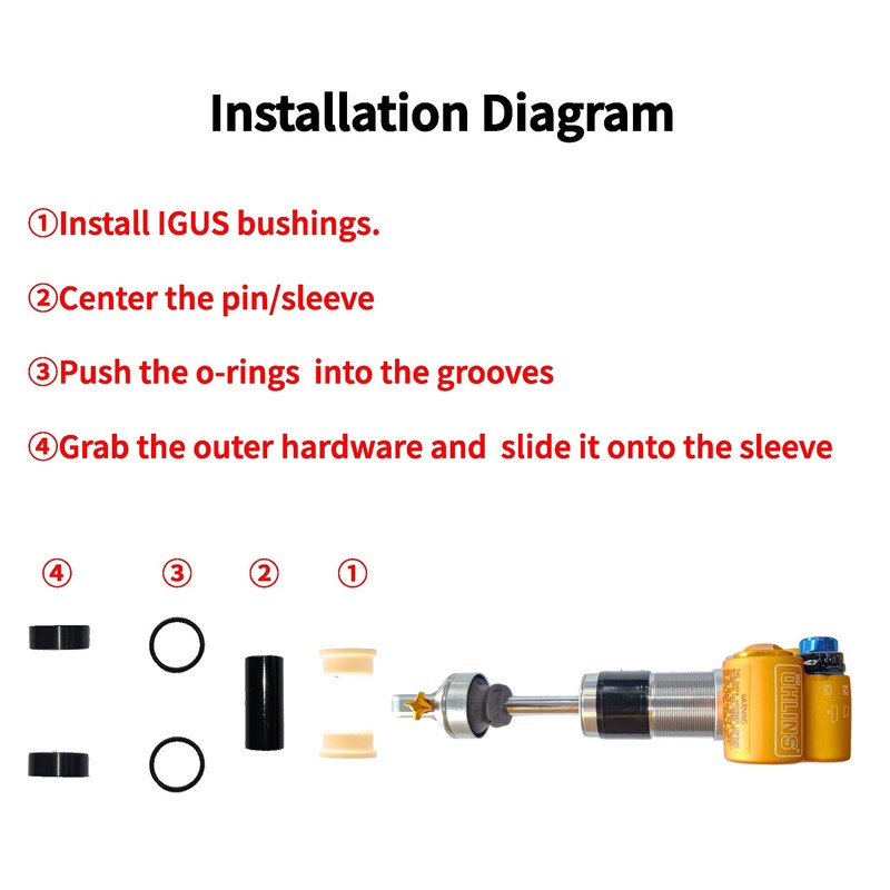 Volare Rear Shock Mounting Hardware with IGUS DU Bushing-Compatible with