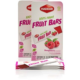 Haddar Raspberry 100% Fruit Bars, 10ct (2 Pack = 20 Bars) Made with Real Fruit | No Corn Syrup | No Artificial Colors or Flavors | Gluten Free | Certified Kosher