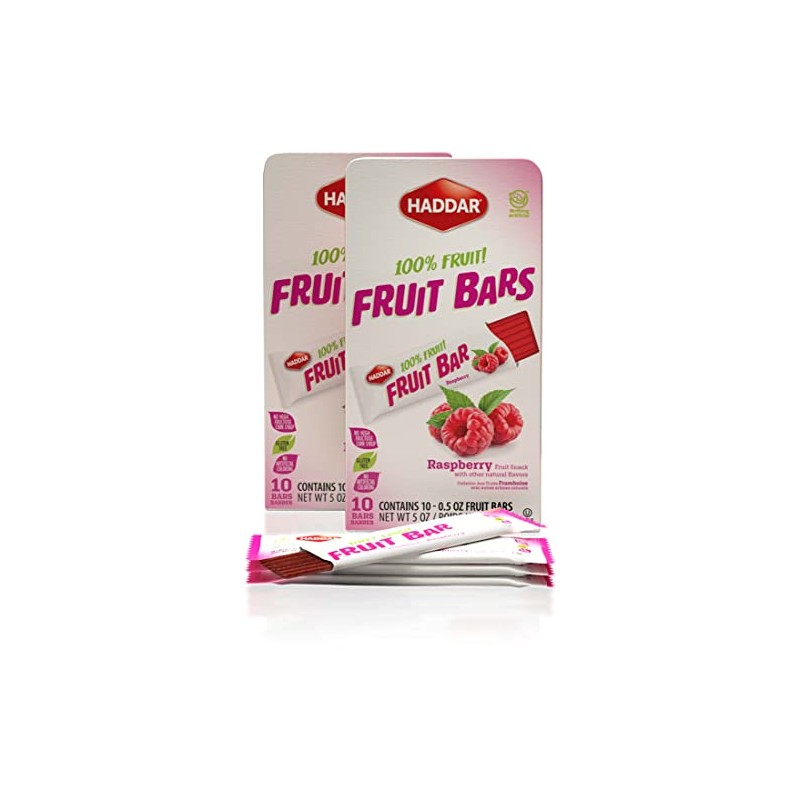 Haddar Raspberry 100% Fruit Bars, 10ct (2 Pack = 20