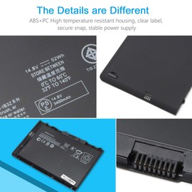 Ursulan BT04XL Laptop Battery for HP Elitebook Folio 9470 9470m 9480m Fit BT04 BT06 BT06XL BA06 BA06XL C8K21PA H4Q47AA 687945-001 696621-001 HSTNN-IB3Z HSTNN-DB3Z HSTNN-I10C 14.8V / 52Wh