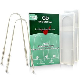 Rascador De Lengua De Acero Inoxidable Para Adultos Con Estuche De Viaje (Paquete De 2)