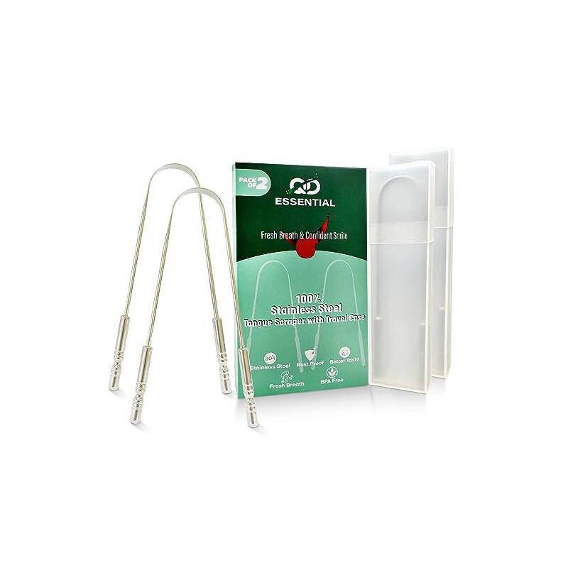 Rascador De Lengua De Acero Inoxidable Para Adultos Con Estuche