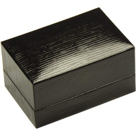 The Jewellery Pak Black Double Ring Box Luxury Textured Leatherette Exterior & Satin Top Material Couple Jewelry Gift Holder for Wedding, Proposal, Engagement, 3(W)x2(D)x1.6(H) inch, HW-DR-BLACK-US-1