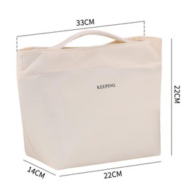 Women Lunch Tote, Reusable Lunch Bag for Men Adult Work School Travel, Reusable Tote, Insulated Lunch Bag (Beige)