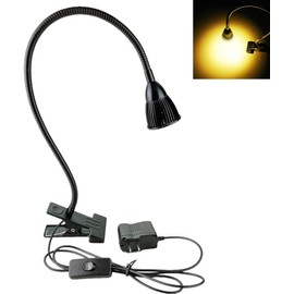 QUANS 5W Clip on Clamp Gooseneck COB LED Desk Table Light lamp Warm White 19inch Neck Black