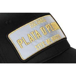 SKR Plata o Plomo Black Reflective Colombia Bogota Baseball Cap - Unisex One Size Black, black