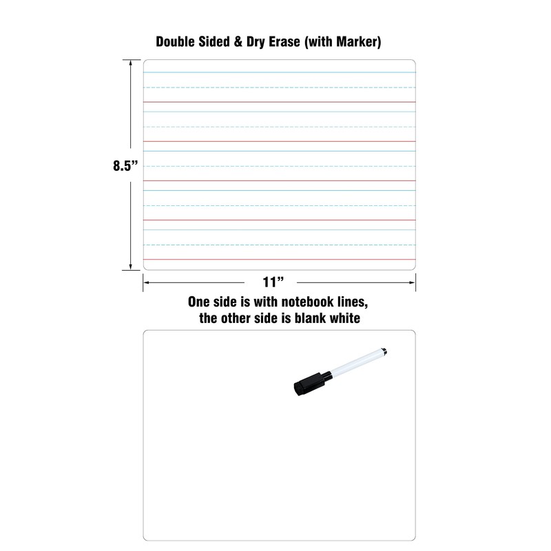 Dry Erase Lined Whiteboard for Kids, White Board with Lines
