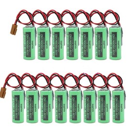 WELLVEUS 15PCS CR17450SE-R 3V PLC Battery for FANUC A98L-0031-0012 CNC System with Brown Plug
