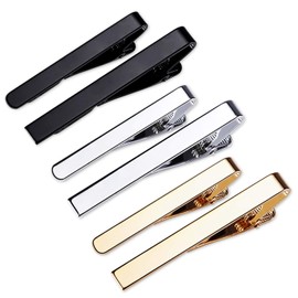 YTBUBOR 6 Pieces Mens Ties Clips Silk Tie Bar Set, Silver, Black and Golden Square and Round Edges, Best Gifts for Your Father, Lover and Friends in Wedding, Party, Meeting