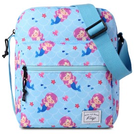 Messenger Bag for Teen Girls, Kasqo Lightweight Cute Crossbody Purse Shoulder Travel Bag for Kids, Mermaid Gifts for Girls